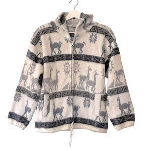 Andino Alpaca Wool Full Zip Sweater Hoodie Nolvelty Print Women’s Size Small